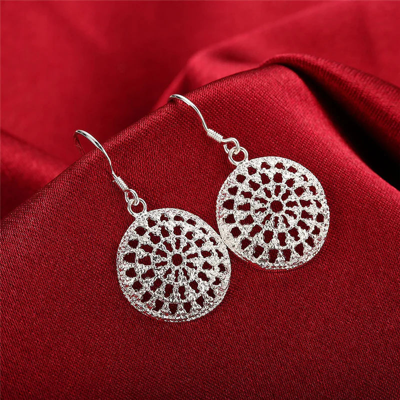 Hollow Disc Earrings - Silver Plated