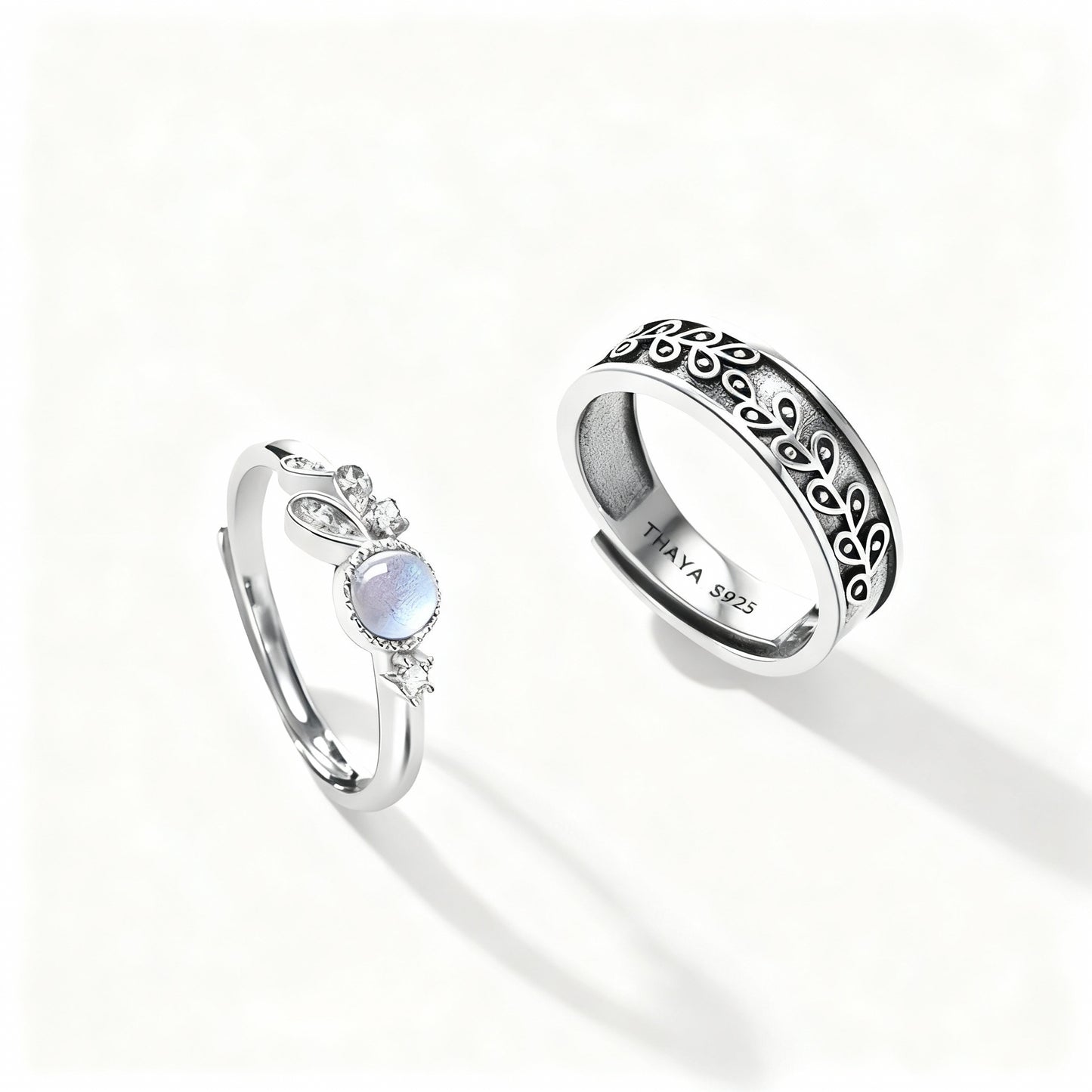 Provence Couple Rings - (Adjustable) - 925 Sterling Silver