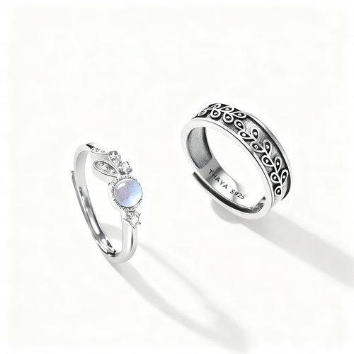 Provence Couple Rings - (Adjustable) - 925 Sterling Silver