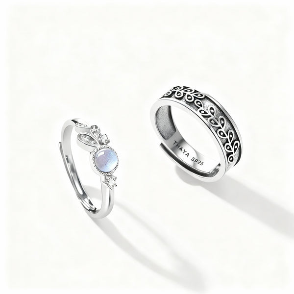 Provence Couple Rings - (Adjustable) - 925 Sterling Silver