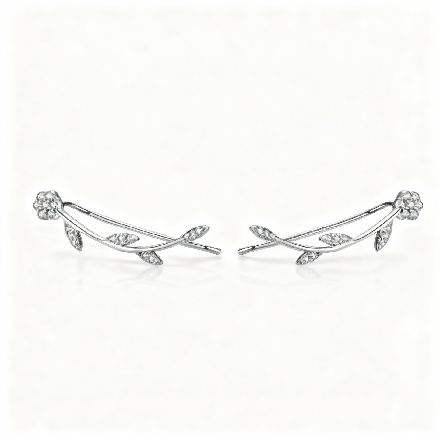 Leaf Stud Earrings - 925 Sterling Silver