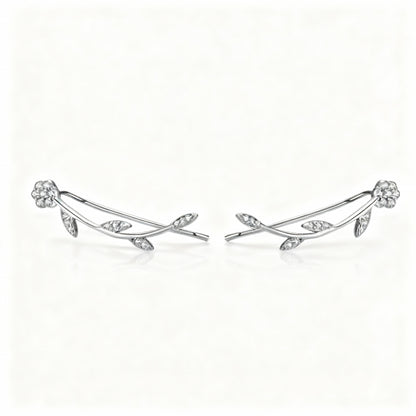 Leaf Stud Earrings - 925 Sterling Silver