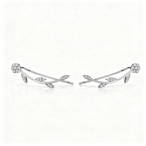 Leaf Stud Earrings - 925 Sterling Silver
