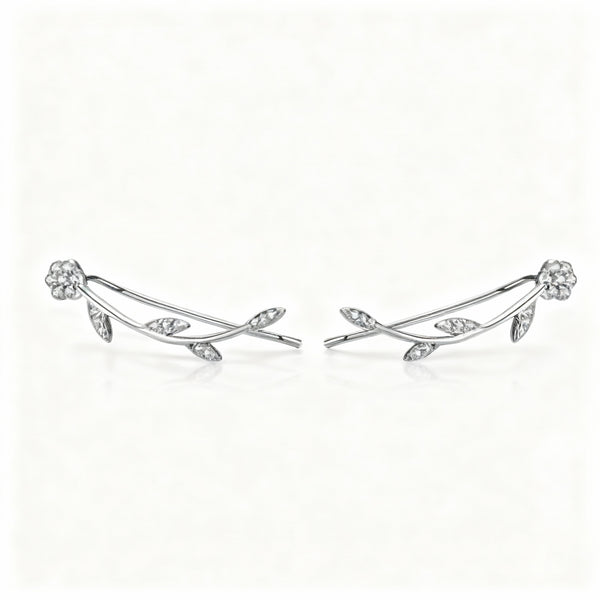 Leaf Stud Earrings - 925 Sterling Silver