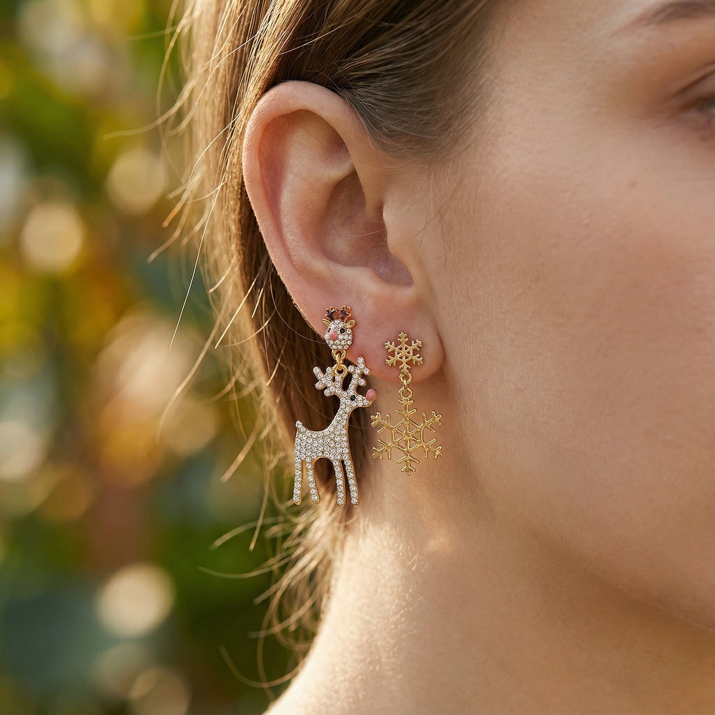 Snowflake & Reindeer Earrings - 925 Sterling Silver