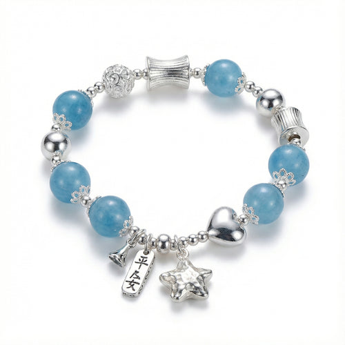 Aquamarine Star Bracelet - 925 Sterling Silver