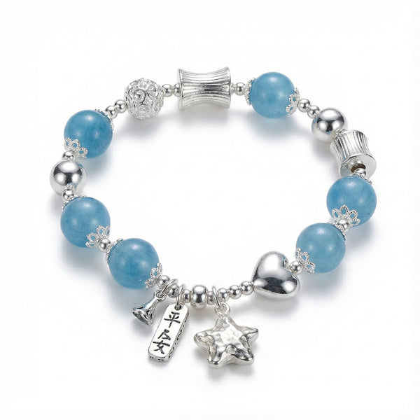 Aquamarine Star Bracelet - 925 Sterling Silver