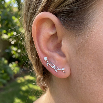 Leaf Stud Earrings - 925 Sterling Silver