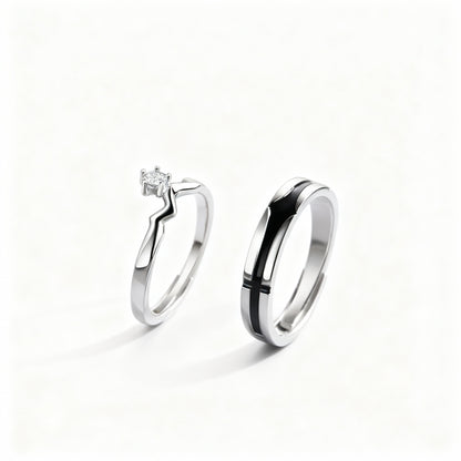 Star Couple Rings - (Adjustable) - 925 Sterling Silver