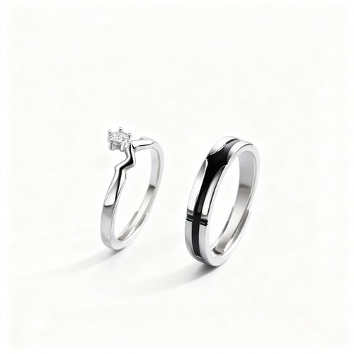 Star Couple Rings - (Adjustable) - 925 Sterling Silver