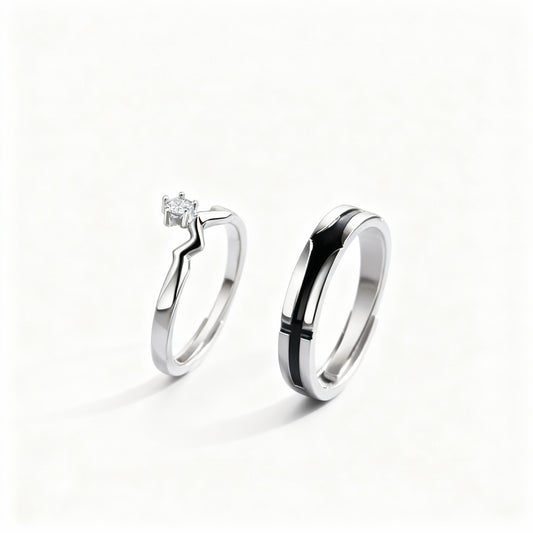 Star Couple Rings - (Adjustable) - 925 Sterling Silver