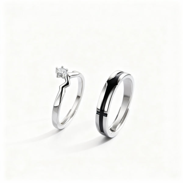 Star Couple Rings - (Adjustable) - 925 Sterling Silver