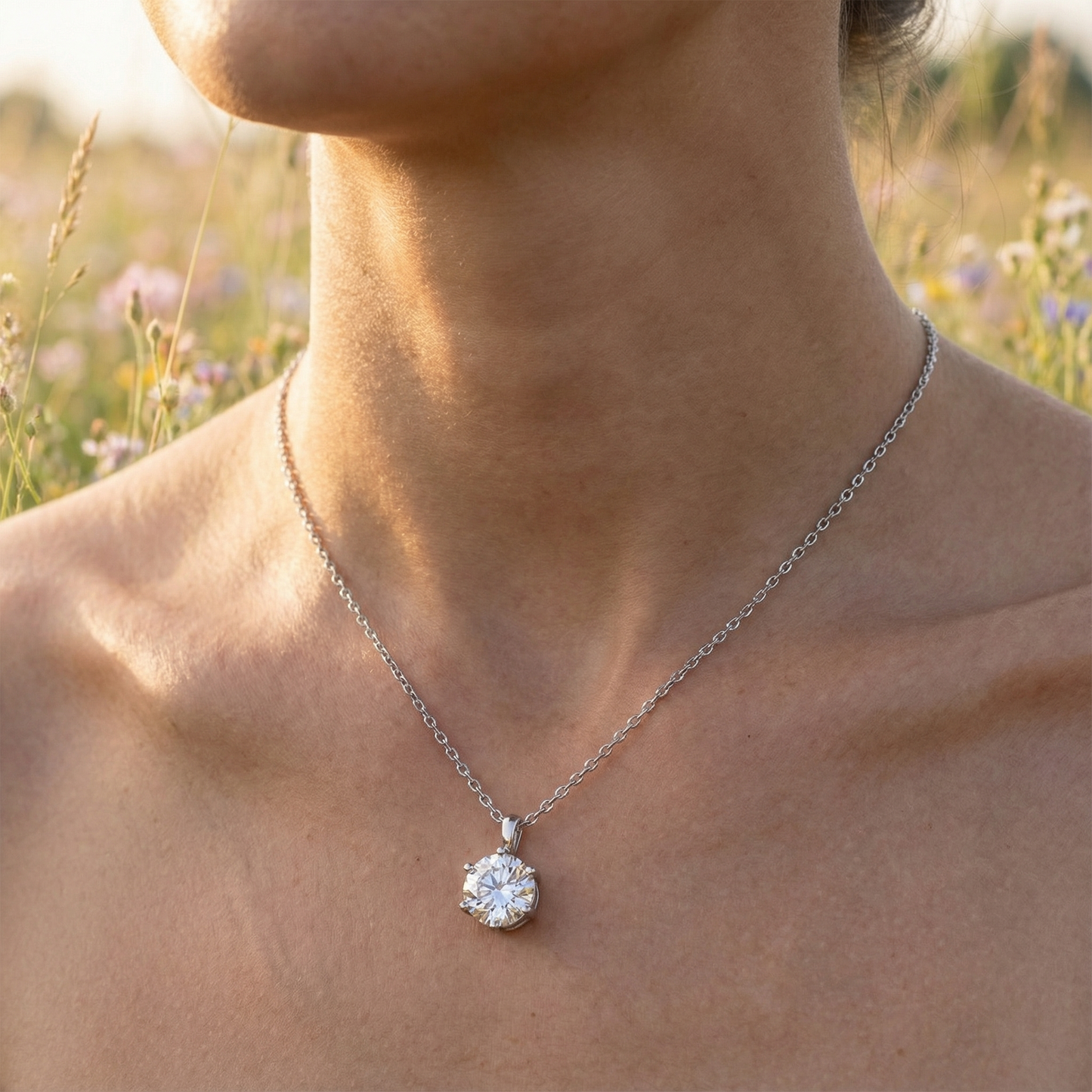 Moissanite Necklace - 925 Sterling Silver