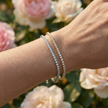 Zircon Inlay Bracelet - 925 Sterling Silver