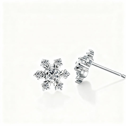 Zircona Snowflake Earrings - 925 Sterling Silver