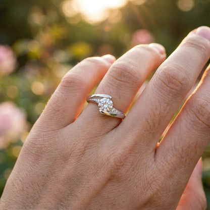 Couple Zircona Rings - (Adjustable) - 925 Sterling Silver