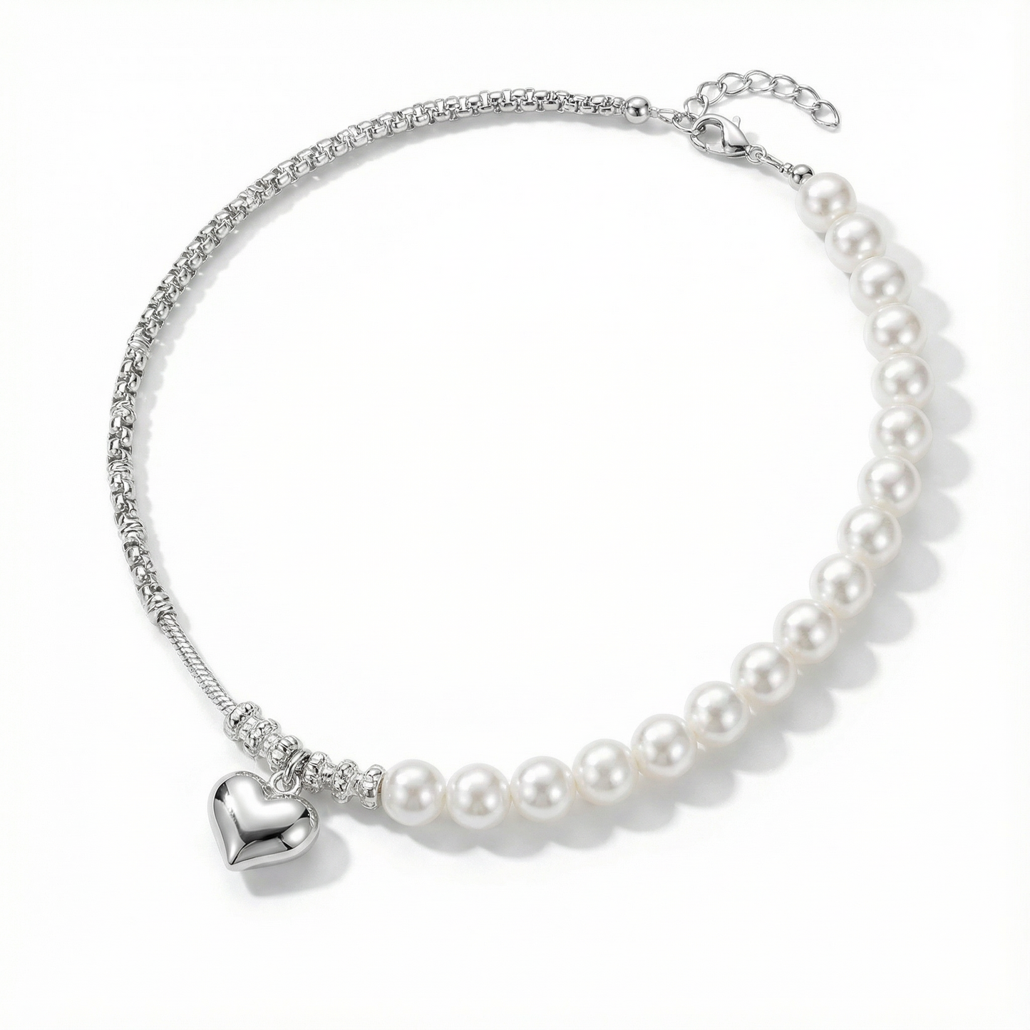 Korean Fashion Pearl Necklace - 925 Sterling Silver