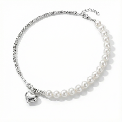 Korean Fashion Pearl Necklace - 925 Sterling Silver