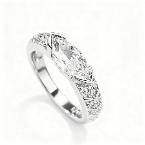 Marquise Cut Lab Diamond Ring - 925 Sterling Silver