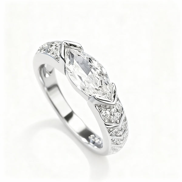 Marquise Cut Lab Diamond Ring - 925 Sterling Silver
