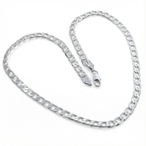 Flat Side Necklace - Silver Plated