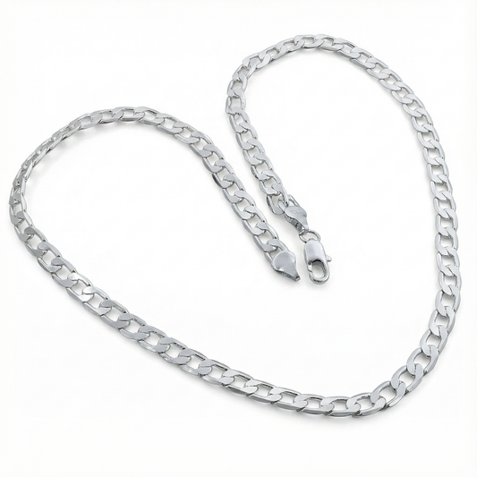 Flat Side Necklace - Silver Plated