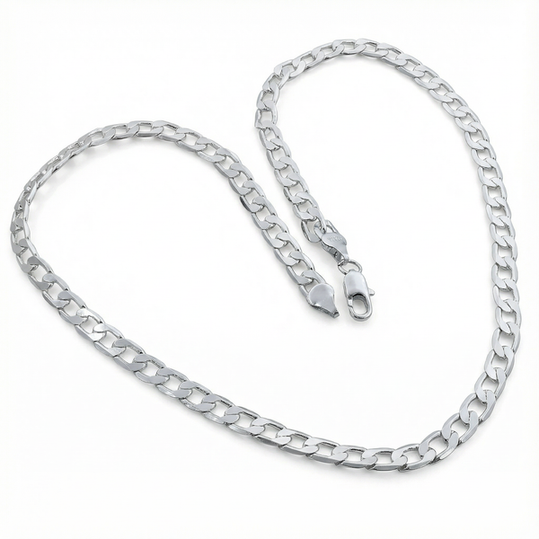 Flat Side Necklace - Silver Plated