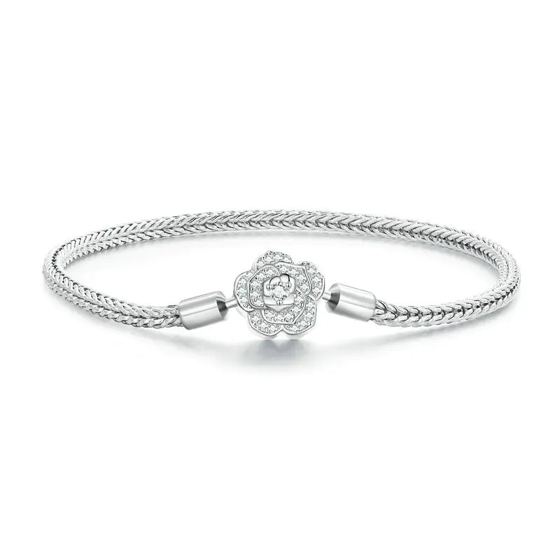 Rose Bracelet - Add Charms - 925 Sterling Silver