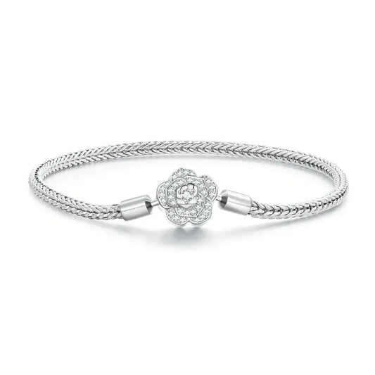 Rose Bracelet - Add Charms - 925 Sterling Silver