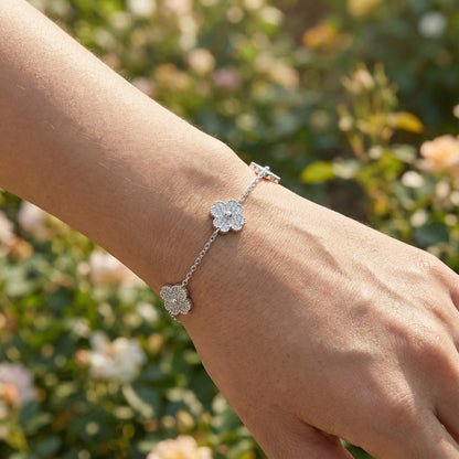 Flower Moissanite Bracelet - 925 Sterling Silver