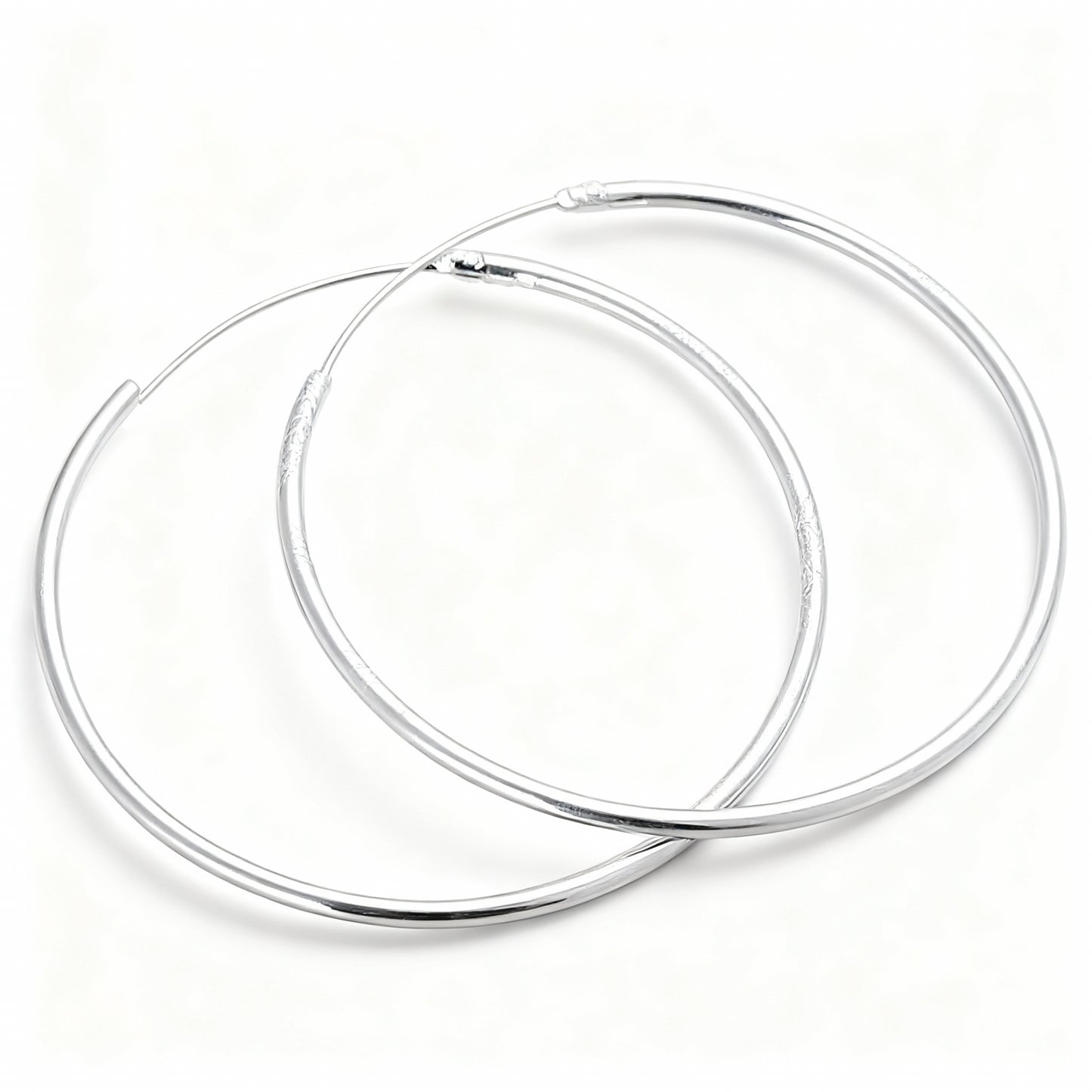 Round Hoop Earrings - Silver Plated
