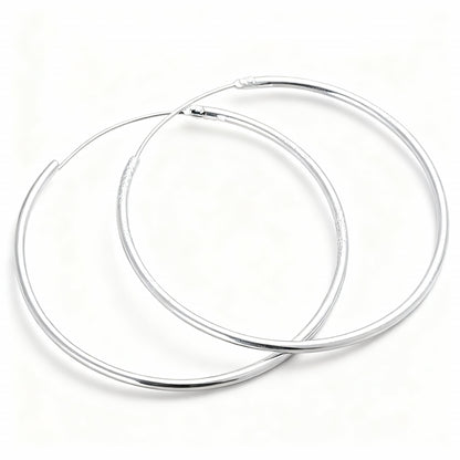 Round Hoop Earrings - Silver Plated