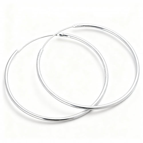 Round Hoop Earrings - Silver Plated