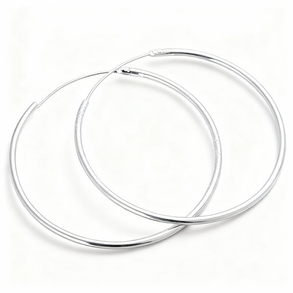 Round Hoop Earrings - Silver Plated