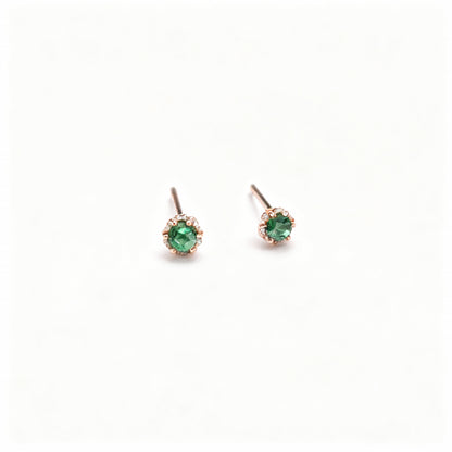 Emerald Stud Earrings - 925 Sterling Silver