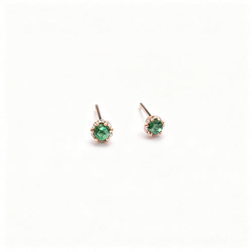 Emerald Stud Earrings - 925 Sterling Silver