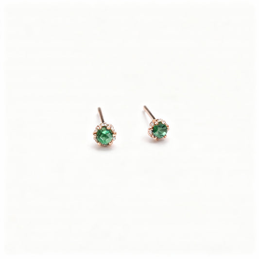 Emerald Stud Earrings - 925 Sterling Silver