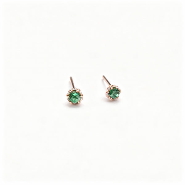 Emerald Stud Earrings - 925 Sterling Silver