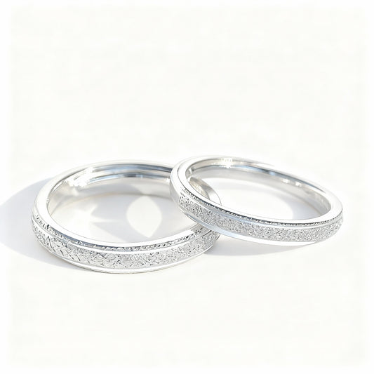 Simple Silver Couple Set - (Adjustable) - 925 Sterling Silver