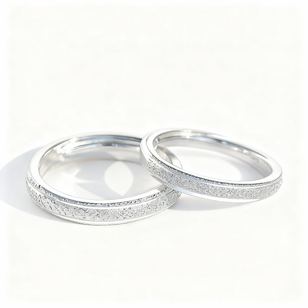 Simple Silver Couple Set - (Adjustable) - 925 Sterling Silver