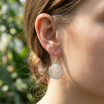 Hollow Disc Earrings - Silver Plated