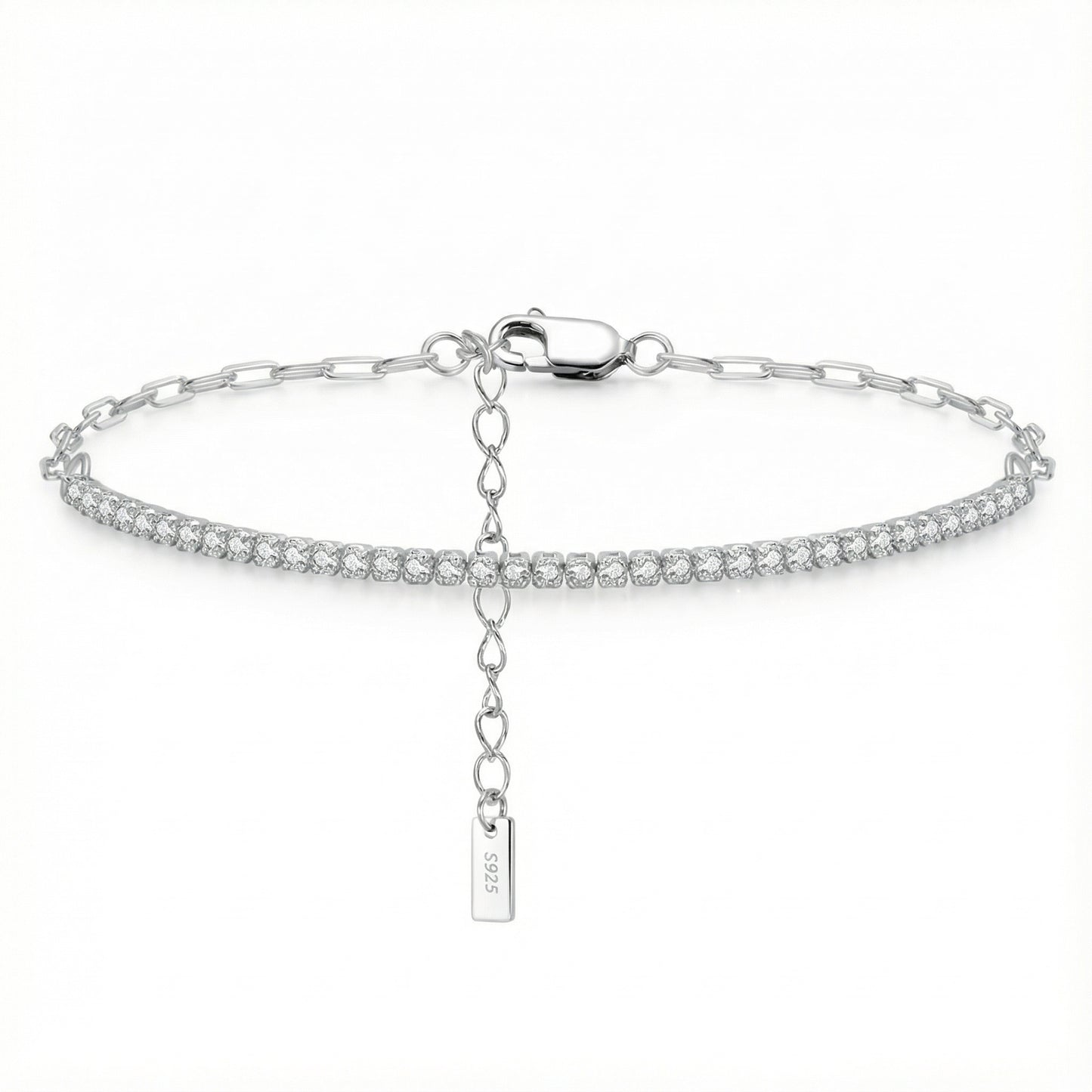 Zircon Inlay Bracelet - 925 Sterling Silver