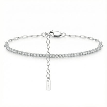 Zircon Inlay Bracelet - 925 Sterling Silver