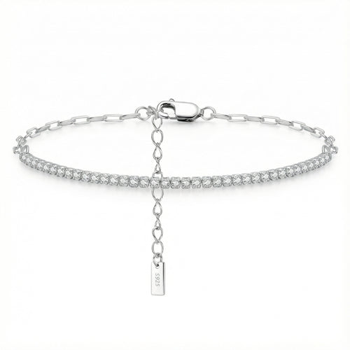Zircon Inlay Bracelet - 925 Sterling Silver