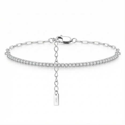 Zircon Inlay Bracelet - 925 Sterling Silver