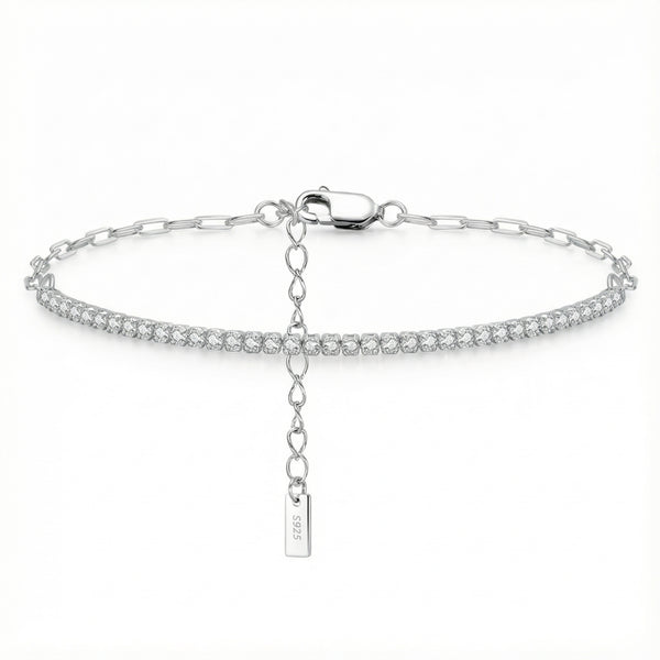 Zircon Inlay Bracelet - 925 Sterling Silver