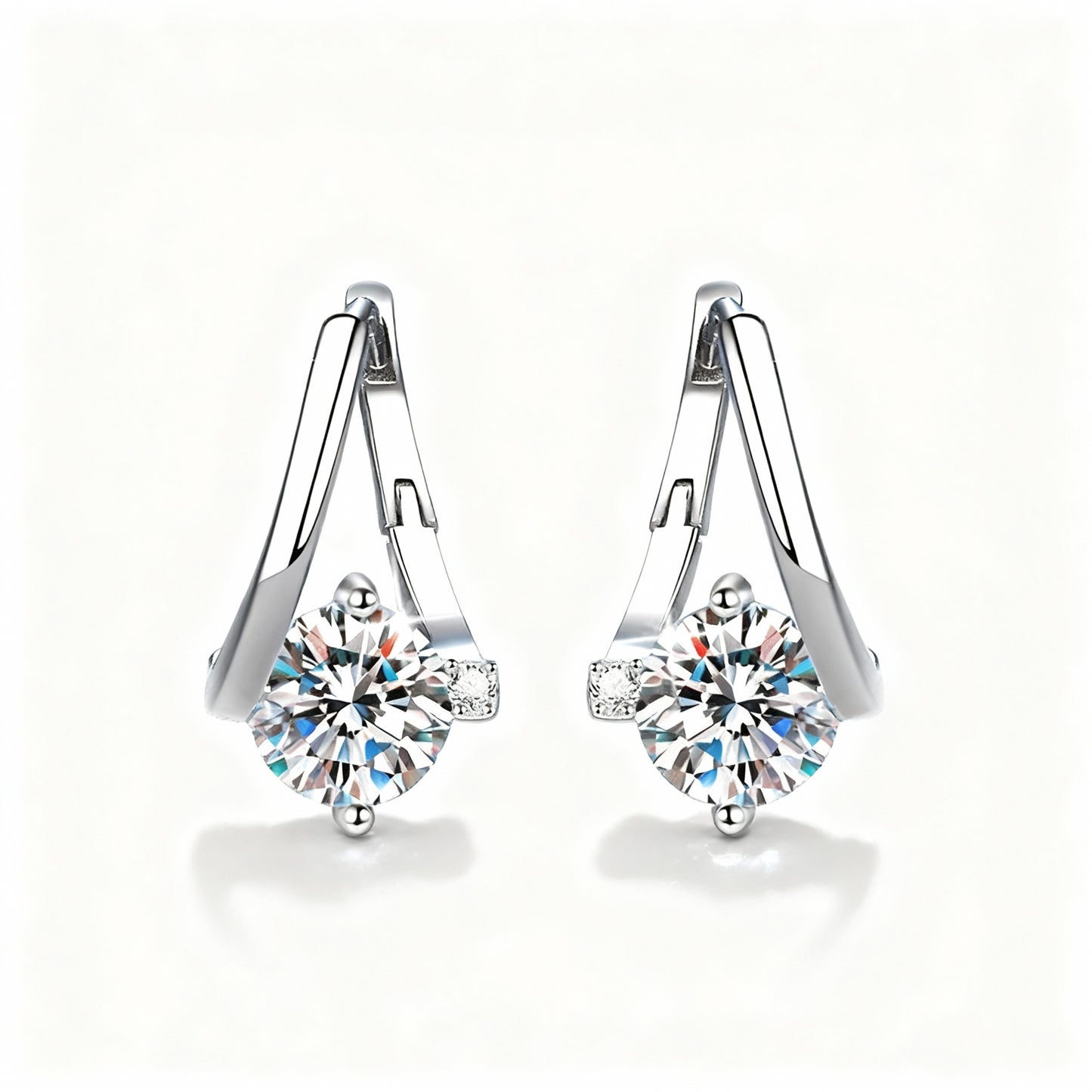 Silver Moissanite Earrings - 925 Sterling Silver