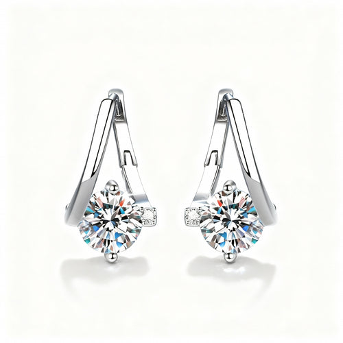 Silver Moissanite Earrings - 925 Sterling Silver