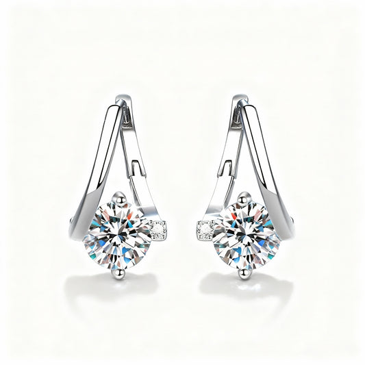 Silver Moissanite Earrings - 925 Sterling Silver