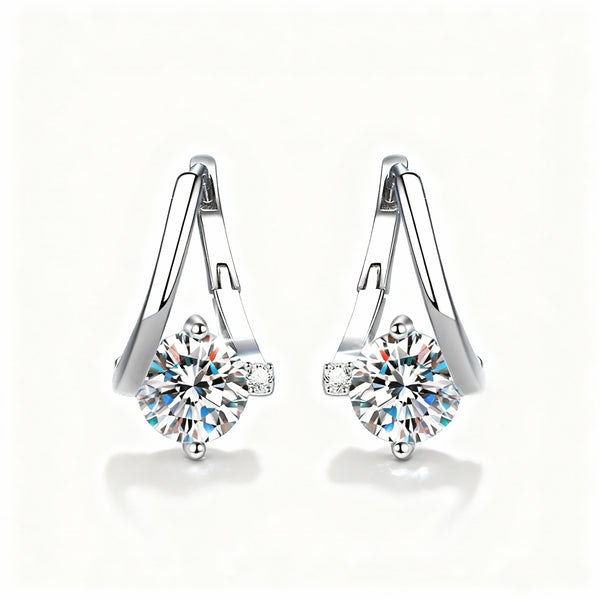 Silver Moissanite Earrings - 925 Sterling Silver